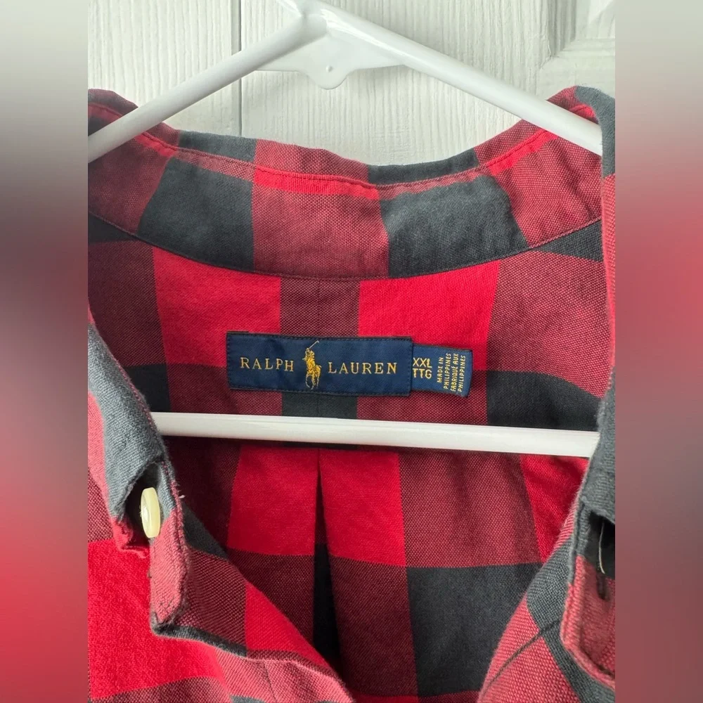 Polo Ralph Lauren Black & Red Buffalo Plaid Button Down Flannel Shirt XXL